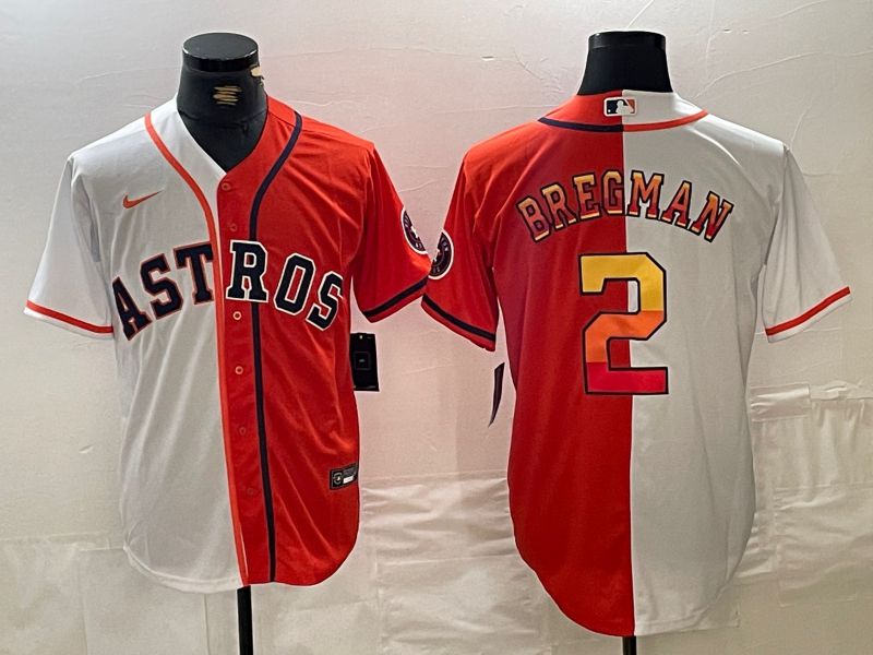 Men Houston Astros 2 Bregman White orange Nike 2024 MLB Jersey style 2